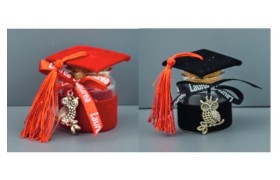 Barattolino laurea con ciondolo gufo. CM 4.5x5