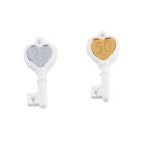 12 Chiave in gesso con dettaglio cuore plexiglass oro o argento. CM 3
