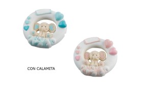 Magnete con elefantino in resina con dettagli rosa o azzurro. CM 4.5