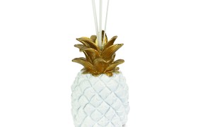 Profumatore ananas porcellana con ciuffo oro, completo di scatola