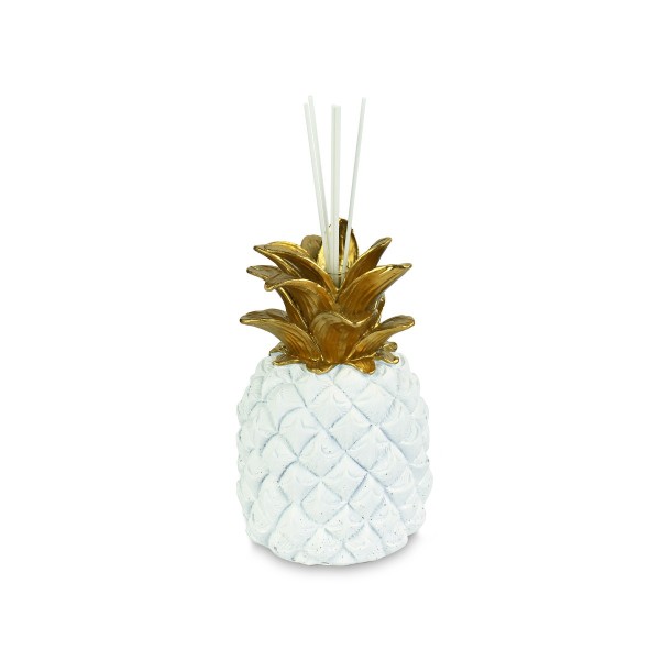 Profumatore ananas porcellana con ciuffo oro, completo di scatola