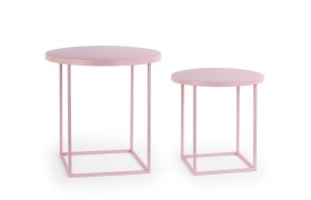 Set 2 tavolini metallo rosa D.40 H.41  D.50 H.51