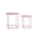 Set 2 tavolini metallo rosa D.40 H.41  D.50 H.51