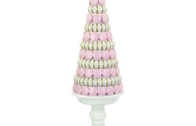 Albero cono macarons rosa e oro.