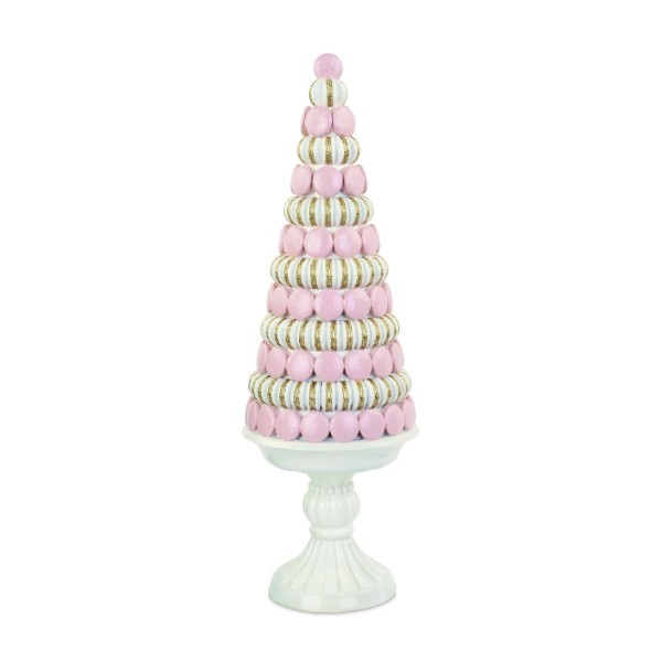 Albero cono macarons rosa e oro.
