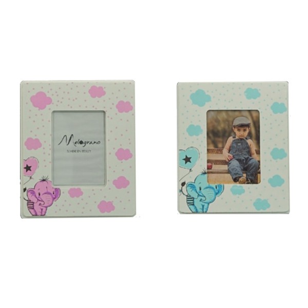 Portafoto MDF  decoro elefantino .Mis.7x10 cm