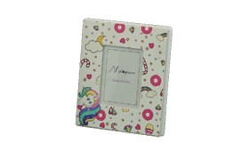 Portafoto MDF decoro unicorno. Mis.7x10 cm