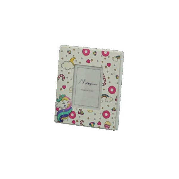 Portafoto MDF decoro unicorno. Mis.7x10 cm