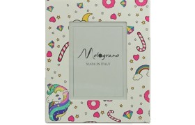 Portafoto MDF decoro unicorno. Mis.15x20 cm