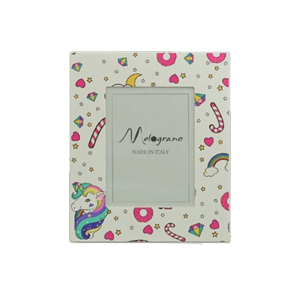 Portafoto MDF decoro unicorno. Mis.15x20 cm