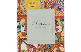 Portafoto MDF decoro Sicilia con specchio intercambiabile. Mis.20x25 cm