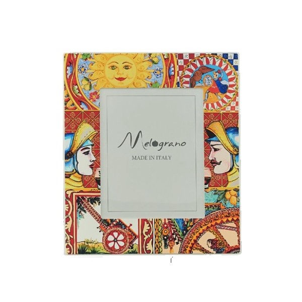 Portafoto MDF decoro Sicilia con specchio intercambiabile. Mis.20x25 cm