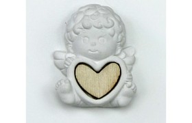 SET 12 PZ angelo gesso con cuore legno.