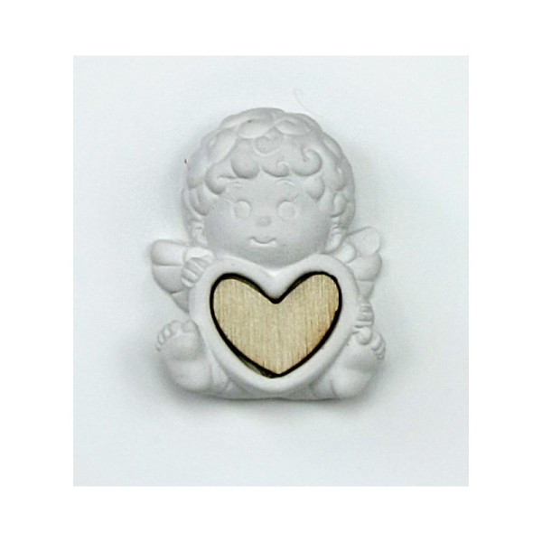 SET 12 PZ angelo gesso con cuore legno.