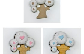 SET 12 PZ albero legno con inserti in gesso.