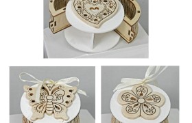 Scatola legno bicolore con applicazione legno. Ass.3 Mis.7x3,8cm