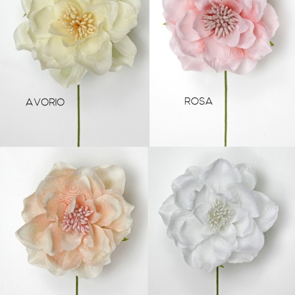 Peonia polyester con pistilli.Diam.7,5cm
