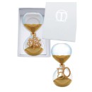 Clessidra sabbia oro con ciondolo ottone ricoperto in oro e scatola.H 15 MADE IN ITALY