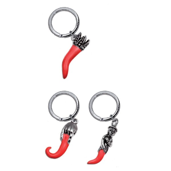 Portachiavi in ottone ricoperto in argento e smalto rosso.CM5  MADE IN ITALY
