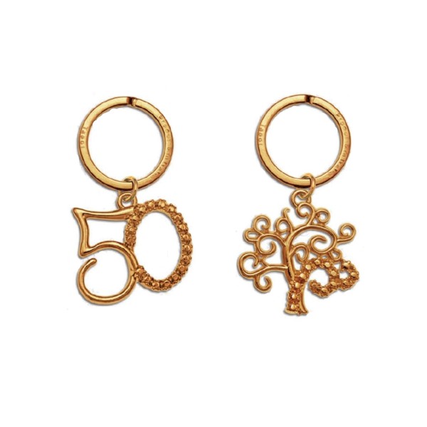 Portachiavi ottone ricoperto in oro.Mis.4x4cm MADE IN ITALY