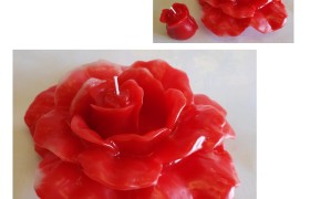 Candela a forma di rosa con bocciolo rimovibile .MIS.18X18CM
