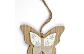 Farfalla legno con applicazione porcellana.MIs.8x10cm