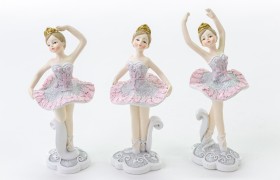 Ballerina resina in piedi con brillantini. Ass.3 Mis.5x5 H12,5