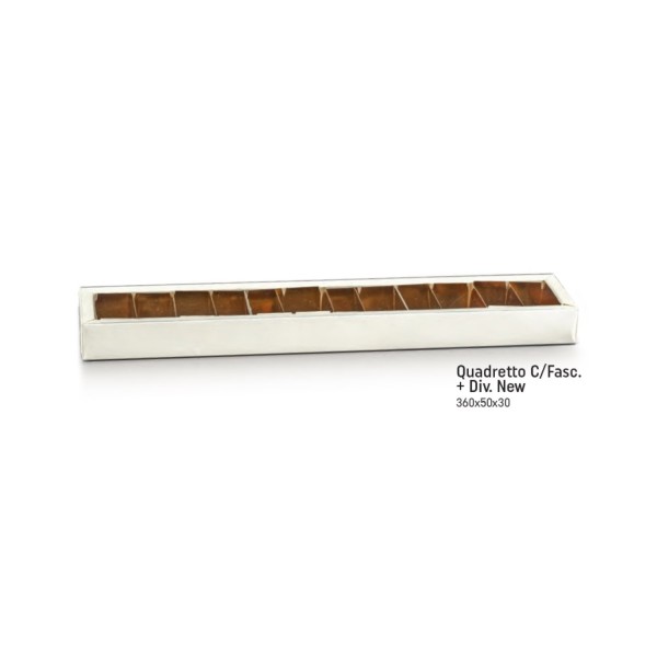 Scatola per degustazione confetti a 12 scomparti con interno oro ed esterno pvc. CM 36x5 H 3