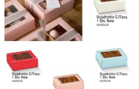 Scatola per degustazione confetti a due scomparti con interno oro ed esterno pvc. CM 6x5 H 3