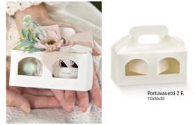 Porta vasetti cartoncino bianca con due finestrelle CM 11x5 H 5