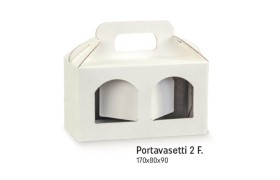 Porta vasetti cartoncino bianca con due finestrelle CM 17x8 H 9