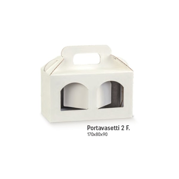 Porta vasetti cartoncino bianca con due finestrelle CM 17x8 H 9