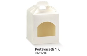 Porta vasetti cartoncino bianca con una finestrella CM 9x9 H 10