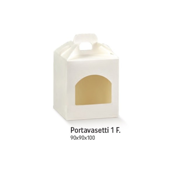 Porta vasetti cartoncino bianca con una finestrella CM 9x9 H 10
