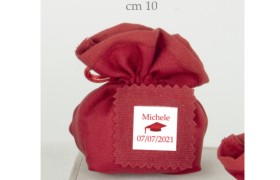 Sacchetto tessuto base quadrata con applicazione personalizzabile.CM10