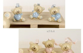 Orso ceramica lucida con nastro da appendere.Ass.3 H4 CM