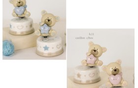 Orso ceramica lucida con carillon e scatola Ass2 H11