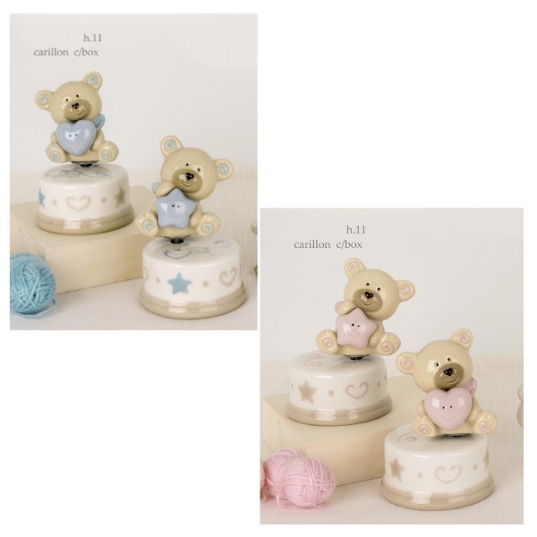 Orso ceramica lucida con carillon e scatola Ass2 H11