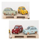 Auto"500" in resina con inserti legno. Ass.4 Mis.10x H4 cm
