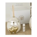 Diffusore uovo di ceramica perlata.Compreso di scatola ,bastoncini e profumo. H 10 cm