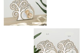 Icona resina tipo legno con albero e inserto a cuore H12 cm