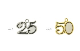 Ciondolo zama con smalto bianco.25°-50° Mis.2,5x1,5 CM