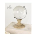 Globo vetro con base legno e scatola.H 6.5
