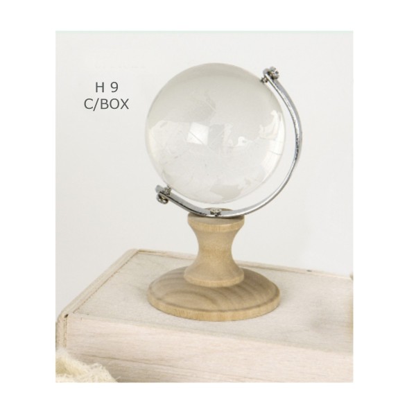Globo vetro con base legno e scatola.H9