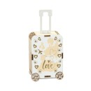 Scatola portaconfetti in legno a forma di valigia con decori viaggio LOve. Parte contenitiva: CM 7,5x5 H 3