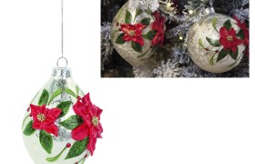 Goccia in vetro da appendere con stelle natale e glitter. CM 14