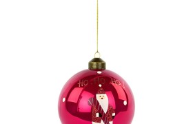 Palla natalizia in vetro con babbo natale e scritta "Ho-Ho-Ho". Diam. 10