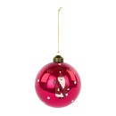 Palla natalizia in vetro con babbo natale e scritta "Ho-Ho-Ho". Diam. 10