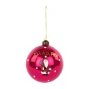 Palla natalizia in vetro con babbo natale e scritta "Ho-Ho-Ho". Diam. 12