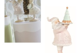 Babbo Natale in resina, colori pastello glitterati. CM 43